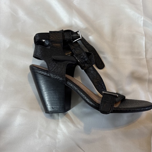 Seychelles Womens Gladiator Leather Heeled Size 7.5‎ Black Wedge - Picture 4 of 10